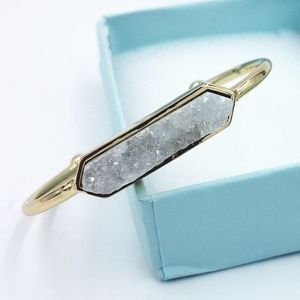 Druzy Natural Stone bracelet Open cuff bangle